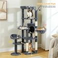 thumbnail image 4 of 59" Cat Tree,Cat Tower for Large Cats,Multi-Level Cat Tower with 3 Removable Pompom Sticks,Cat Condo with Large Hammock,Scratching Post,and 2 Perches,Deep Grey, 4 of 9
