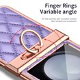 thumbnail image 3 of for Samsung Galaxy Z Flip 5 Case, Mantto Premium Elegant Patterned Leather Shockproof Cover with Ring Stand Holder Flip Folio Case with Hinge Protection for Samsung Z Flip 5, Purple, 3 of 7