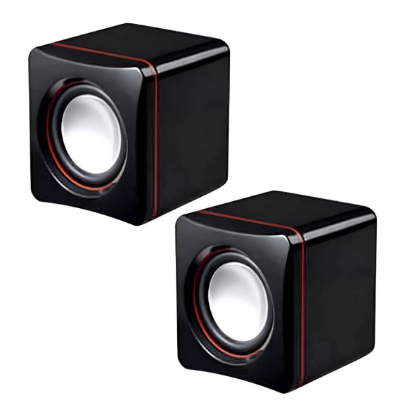 GJX Usb Powered Mini Computer Speakers,3.5Mm Wired Desktop&Laptop Speakers,Compact 6X6X6Cm Multimedia Sound System,Volume Knob Control,Clear Stereo Audio for Pc&Notebook