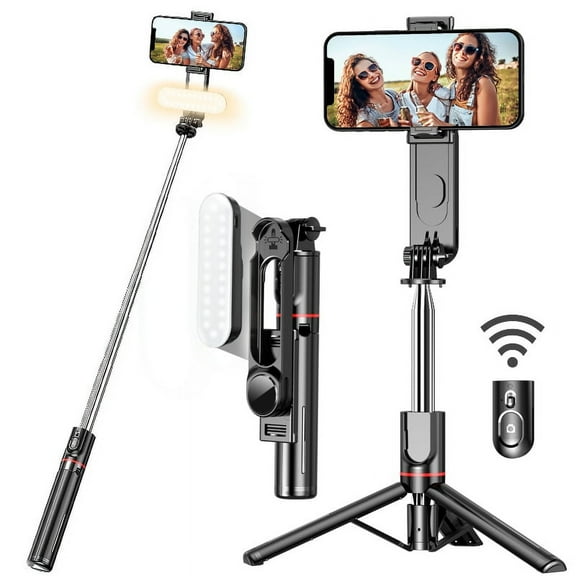 Stable Selfie Stick Tripod with Fill Light 44 Inch Extendable Selfie Stick with Wireless Remote and Tripod Stand 360 Rotation