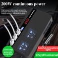 thumbnail image 4 of WOVTE 200W Car Power Inverter,  12V to 110V AC Car Plug Adapter Outlet Type-C,QC3.0 USB-A,1.1A&2A USB-A, Overvoltage Protection, Key Switch, Voltage Display（Matte Black）, 4 of 6