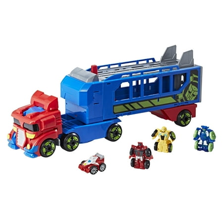 Playskool Heroes Transformers Rescue Bots Flip Races Optimus Prime Race Track Trailer