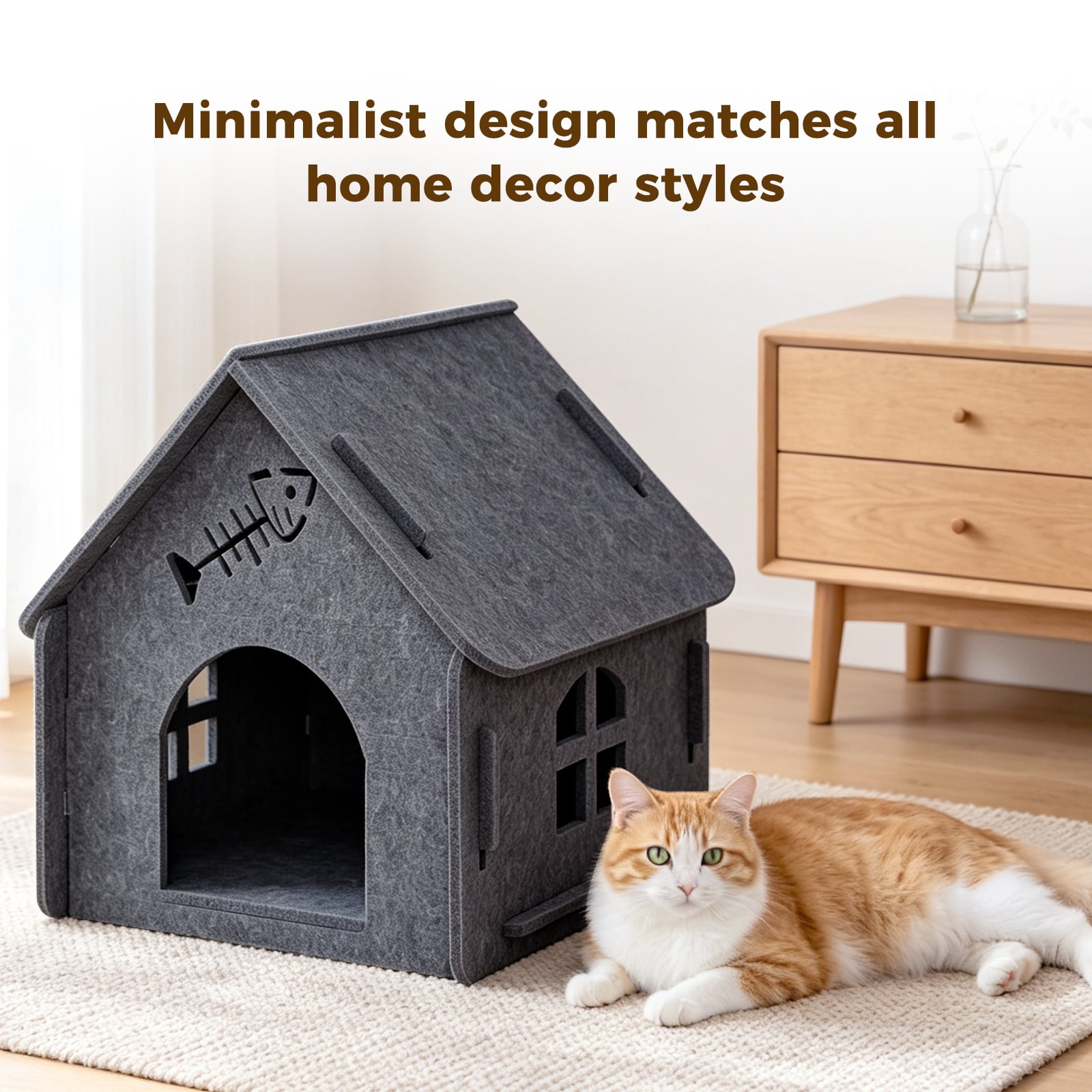 Pet Cat Nest House, Removable Condo Shelter Indoor Cozy Washable Soft Sleeping House, Gray 40*35*40cm