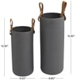 thumbnail image 3 of DecMode 15", 12"H Black Ceramic Vase with Leather Handles, Set of 2, 3 of 8