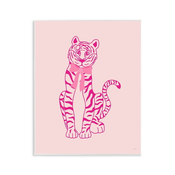 Stupell Industries Mod Chic Tiger with Bow Animals Painting Unframed Art Print Wall Art, 11 x 14
