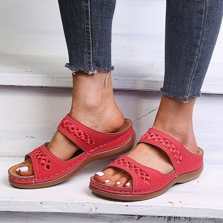 

Women s Casual Platform Qedge Heel Open Toe Plus Size Sandals And Slippers