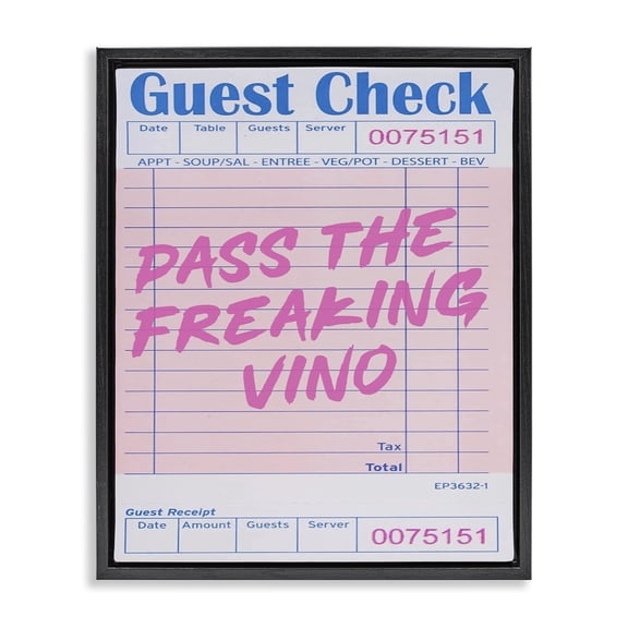 Stupell Industries Eclectic Vintage Pass the Vino Black Floating Frame Canvas Art, 17 x 21, by House of Lulu