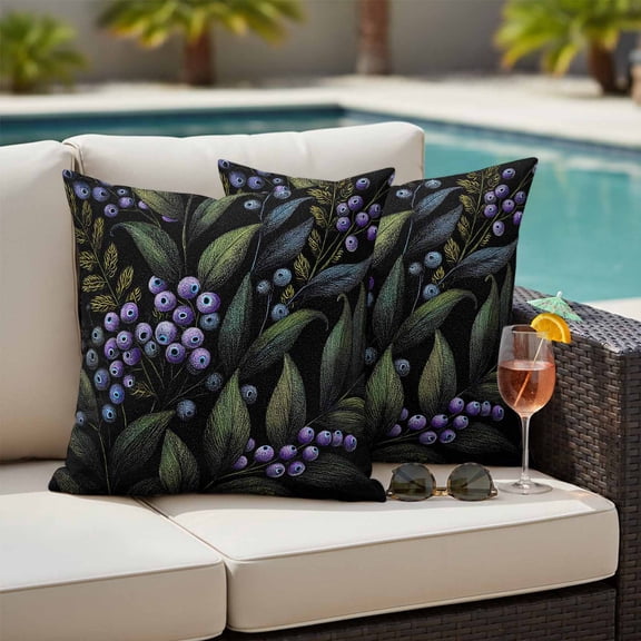 Purple Barrier Outdoor Pillow Covers 26x26 Inch Throw Pillow Covers Set of 2 Waterproof Decorative Pillow Cases Vintage Abstract Art Botanical Leaves Cushion Covers for Patio Furniture Garden Couch