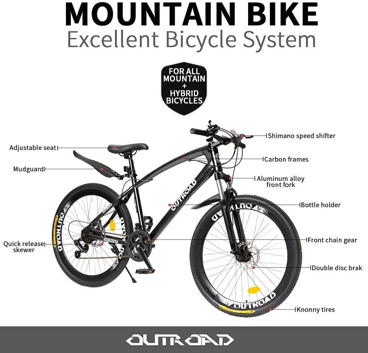 Mountain Bike Wheel Front 26 inch For Disc Brake Aluminium Free Rim Tape Black 