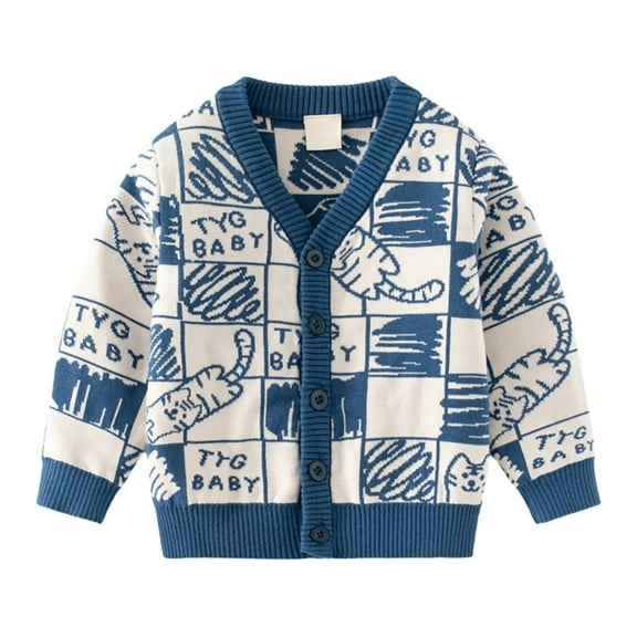 XBASW 2-9 Years Boys Girls Cardigan Sweater Jacket for Toddler Kids Long Sleeve Knit Sweater Baby V Neck Stripe Fall Winter Knit Cardigan for Boys