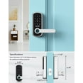 thumbnail image 6 of Smart Lock, Hornbill Keyless Entry Door Lock, Keypad Door Lock with Reversible Handle, Fingerprint Electronic Digital Front Door Lock, Free App, Keys, IC Cards and Passcodes for Home Office Bedroom, 6 of 10