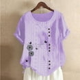 thumbnail image 1 of Blouses pour Femmes, Mode Féminine Imprimée Confortable Ample Manches Courtes Blouse Boutonnée Col Rond Décontracté, 1 of 4