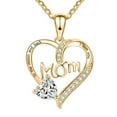 thumbnail image 1 of Mothers Necklace Gifts for Mom from Daughter Son, Mothers Day Gifts for Women, I Love You Mom Necklace Heart Pendant Rhinestone Jewelry with Box Birthday, 1 of 3