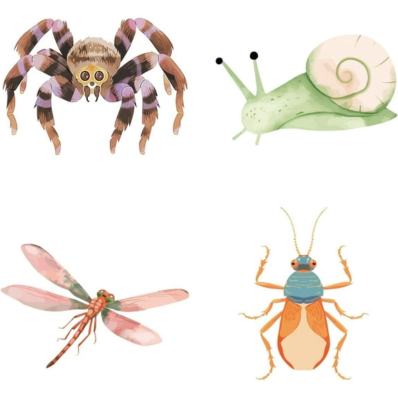 PVC Window Static Sticker Flat Round Shape for Window or Stairway Home Decoration Insects 160x160mm 4pcs/set