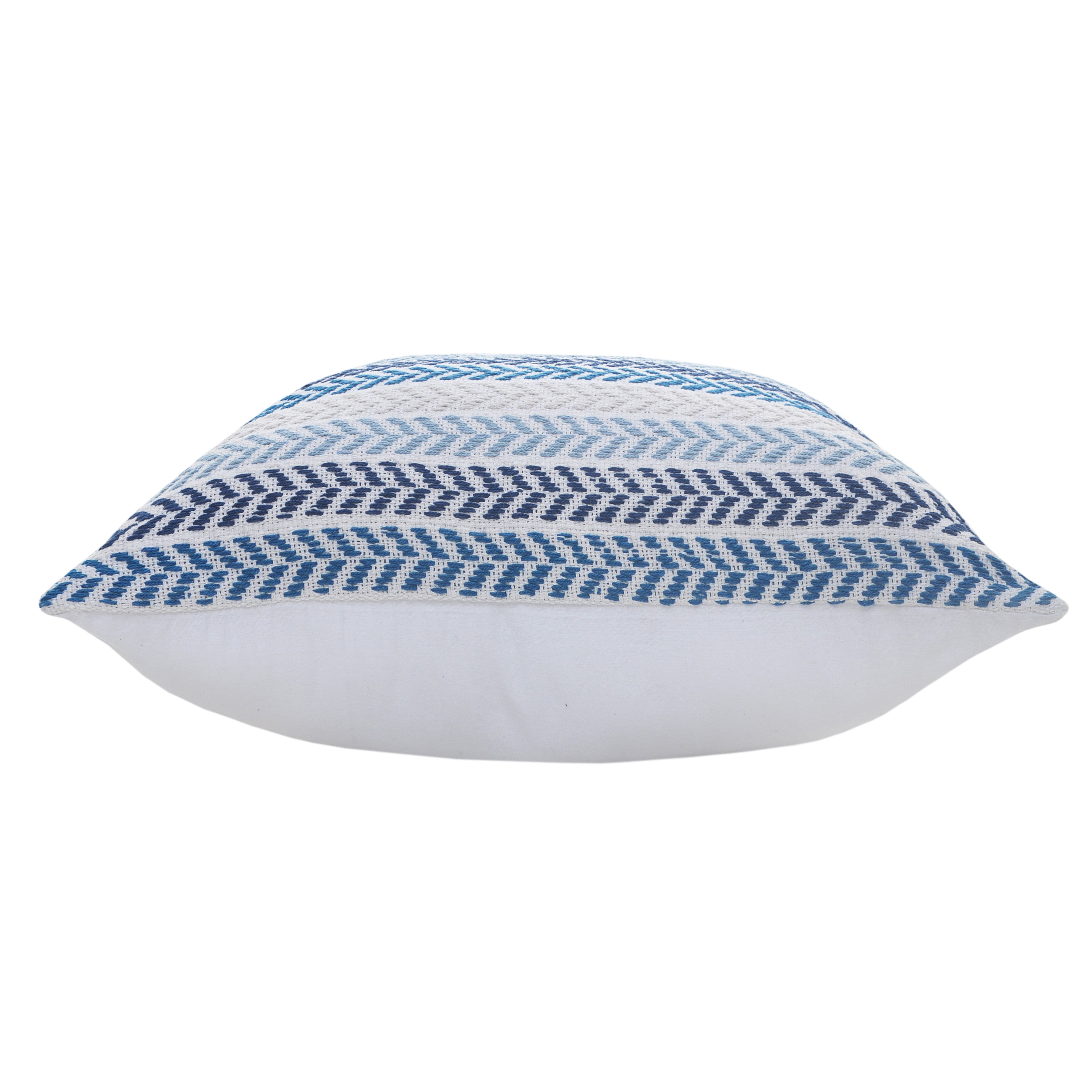 Ox Bay Ariya Blue/Ivory Chevron Cotton Adult Decorative Throw Pillow Cover