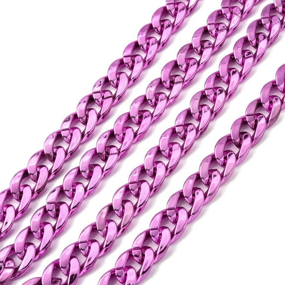 10ms CCB Plastic Twisted Chains Curb Chain Hot Pink 24x17x5.5mm