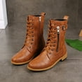 thumbnail image 7 of UngA Womens Combat Boots Ankle Boots Lace-Up Platform Lug Sole Boots Women Brown,Size 9, 7 of 7