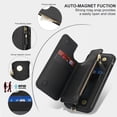 thumbnail image 6 of Wallet Case for Apple iPhone XS Max, with Crossbody Shoulder Strap & Hand Wrist Cards Holder Zipper Pocket Stand Feature Full Protective Shockpoof Phone Case for iPhone XS Max, Black, 6 of 7