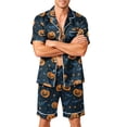 thumbnail image 2 of Pumpkin Pajamas Men Matching Halloween Pajamas Halloween Pjs Halloween Pajamas Men Cute Halloween Pajamas for Men Men 2 Piece Halloween Pajamas Outfits Pumpkin Print Short Sleeve, Yellow, 2XL, 2 of 4