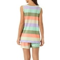 thumbnail image 3 of INSPIRE CHIC Women's Pajama Sets Tank Tops with Shorts Colorful Stripe Lounge Outfits with Pockets L Brown, 3 of 6