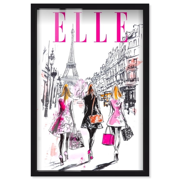 Girls Trip to Paris Cover Shadowbox Print Fashion Art by Art Remedy, Black Frame, 10 x 15