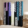thumbnail image 2 of Castle Fairy Boys Girls Animal Zebra Leopard Print Black Out Curtains,Abstract Geometric Rectangle Stripes Curtains Pack of 2 (42x63 Each),Black Blue Purple Bedroom Curtains,Breathable Home Decor, 2 of 6