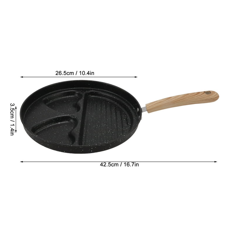 Divided Grill Frying Pan, 3 in 1 Multifunctional Breakfast Egg Frying Pan  for Stove Tops, Nonstick Egg Steak Divided Frying Pan with Anti Scalding