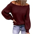thumbnail image 1 of Suéteres Con Hombros Descubiertos Para Mujer, Suéter de Punto, Camisetas de Manga Larga de Color Sólido A La Moda Odeerbi ODB185124, 1 of 6