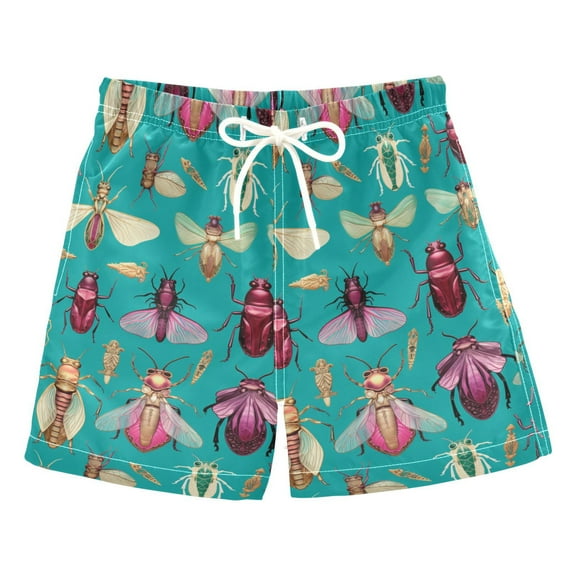joogoo Boys Swim Trunks Insect Beach Board Shorts Drawstring Swimsuit S
