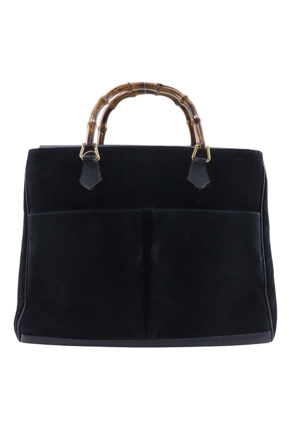 Pre-Owned GUCCI Bamboo Tote Bag Old Gucci Suede Black Flap Bang Boot Women's (Fair)