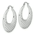thumbnail image 2 of 10K White Gold Plated Polished Textured Hoop Earrings, 2 of 7