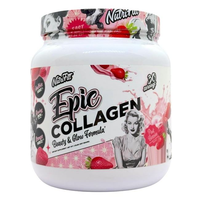 Epic Collagen Colágeno Bovino Tipo 1 y 2 Pink Berries 30 serv Nutrifitt blanco