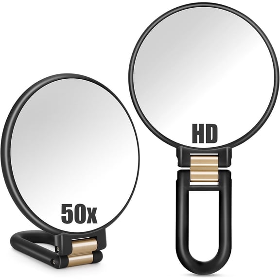 Sugagale 50X Magnifying Mirror, Hand Mirror for Makeup, Travel Essential, Gift for Women, Frosted Black