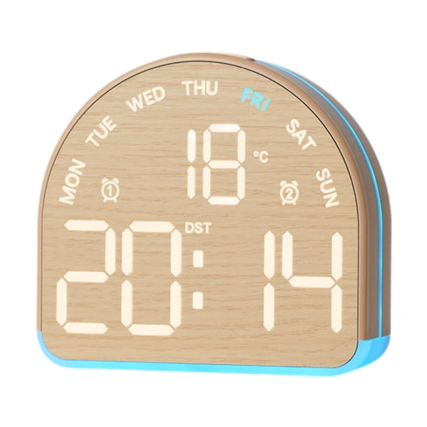 Reloj despertador con pantalla digital, reloj de escritorio digital con hora y temperatura para el hogar. Amarillo