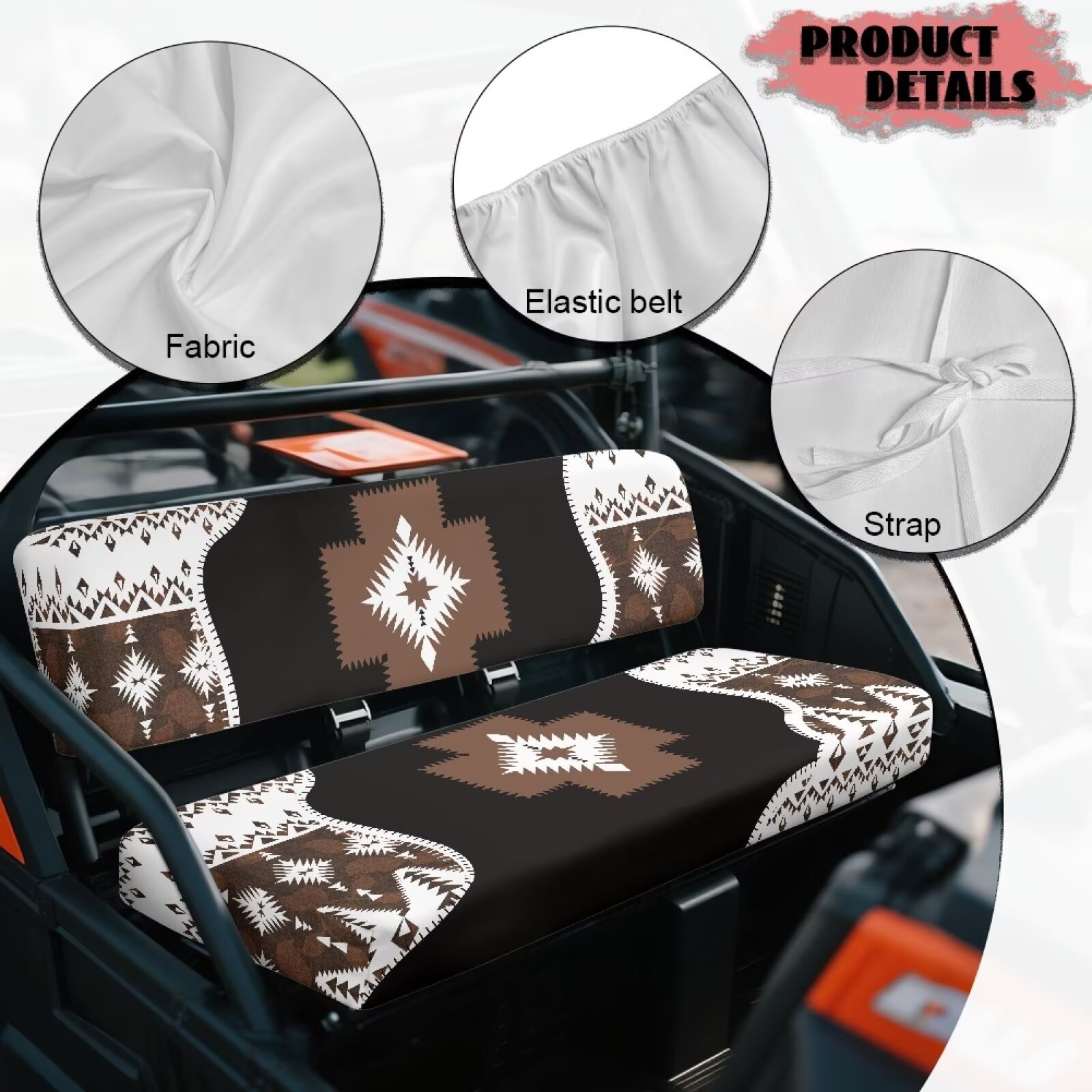 Uorisanigo UTV Seat Covers for Kawasaki Mule 3000 3010 3020 4000 4010 2001-2024 Aztec African Tribal UTV Bench Seat Cover Accessories All Season Weather Proof Seats Cushion