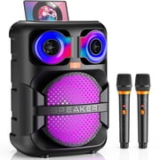 JYX Karaoke Machine for Adults Kids, Home Karaoke Speaker with 2 Microphones, Portable Bluetooth Speaker with Eagle Eye Dj Lights for Party, T28-T