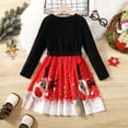 thumbnail image 3 of Vestido de vendaje con estampado de animales de alce navideño para niña, 3 of 5