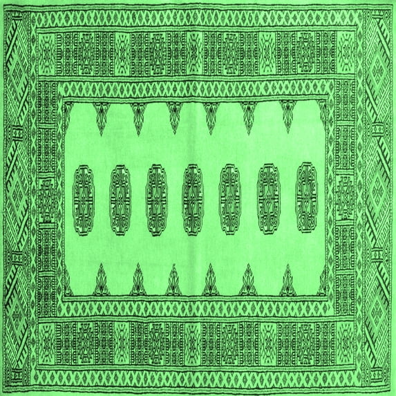Ahgly Company Indoor Square Southwestern Emerald Green Country Area Rugs, 7' Square