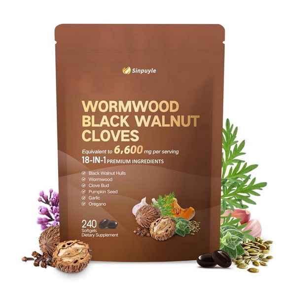 Wormwood Black Walnut Cloves Complex | 18-in-1 Intestinal Cleanse & Parasite Support | Equivalent to 6,600 mg per Serving | 240 Softgels Dietary Supplement