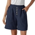thumbnail image 2 of Holzkary Women's Loose Fit High Waist Shorts with Elastic Waistband Button Front Design and Side Pockets Bermuda Shorts for Women Knee Length Shorts Womens Summer Trendy Elastic Waist Shorts XL, 2 of 6