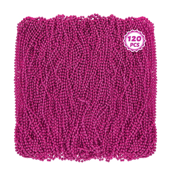 Collar de abalorios Huskein para Mardi Gras rosados, 33 cm, plástico, 120