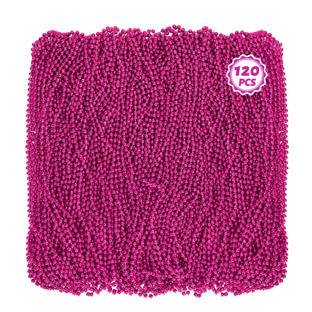 Collar de abalorios Huskein para Mardi Gras rosados, 33 cm, plástico, 120