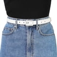 thumbnail image 4 of Cinturones de cintura fina para mujer Cinturón de cuero ajustado con hebilla rectangular para pantalones de vestir blanco Ajuste la cintura 78-95cm / 30.7-37.4, 4 of 4