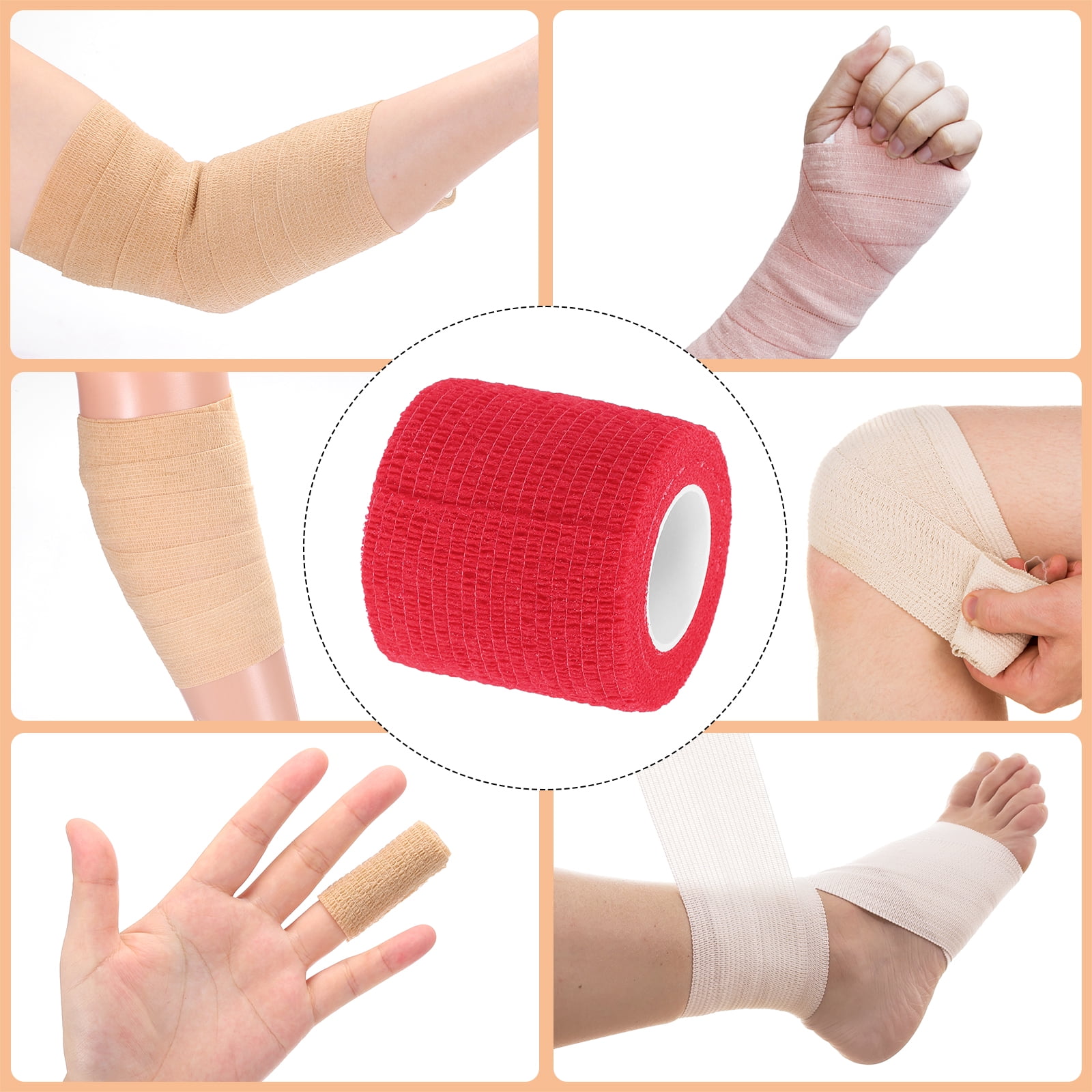 12 Rolls Adhesive Elastic Tape Elastic Bandage,2" x 5 Yards Wrap Stretch Wrist Knee Tape,Red