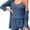Blue, variant on Womens 3 Piece Waffle Knit Lounge Set Soft Pajama Sets Tank Top and Shorts Loungewear Long Cardigan with pocket S-XL