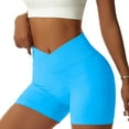 thumbnail image 2 of OVESPORT Women Yoga Shorts 3 Pieces V Cross High Waist Sport Shorts Workout Seamless Athletic Booty Scrunch Gym Shorts, 2 of 14