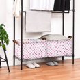 thumbnail image 3 of Yayeee Foldable Storage Basket for Shelves Waterproof Cloth Bins with Handles, Purple Polka Dots, 3 of 7