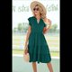 thumbnail image 4 of Vestido de Verano para Mujer, con Mangas con Volantes y Escote en V, Midi, Verde Oscuro, Talla XXL, 4 of 6
