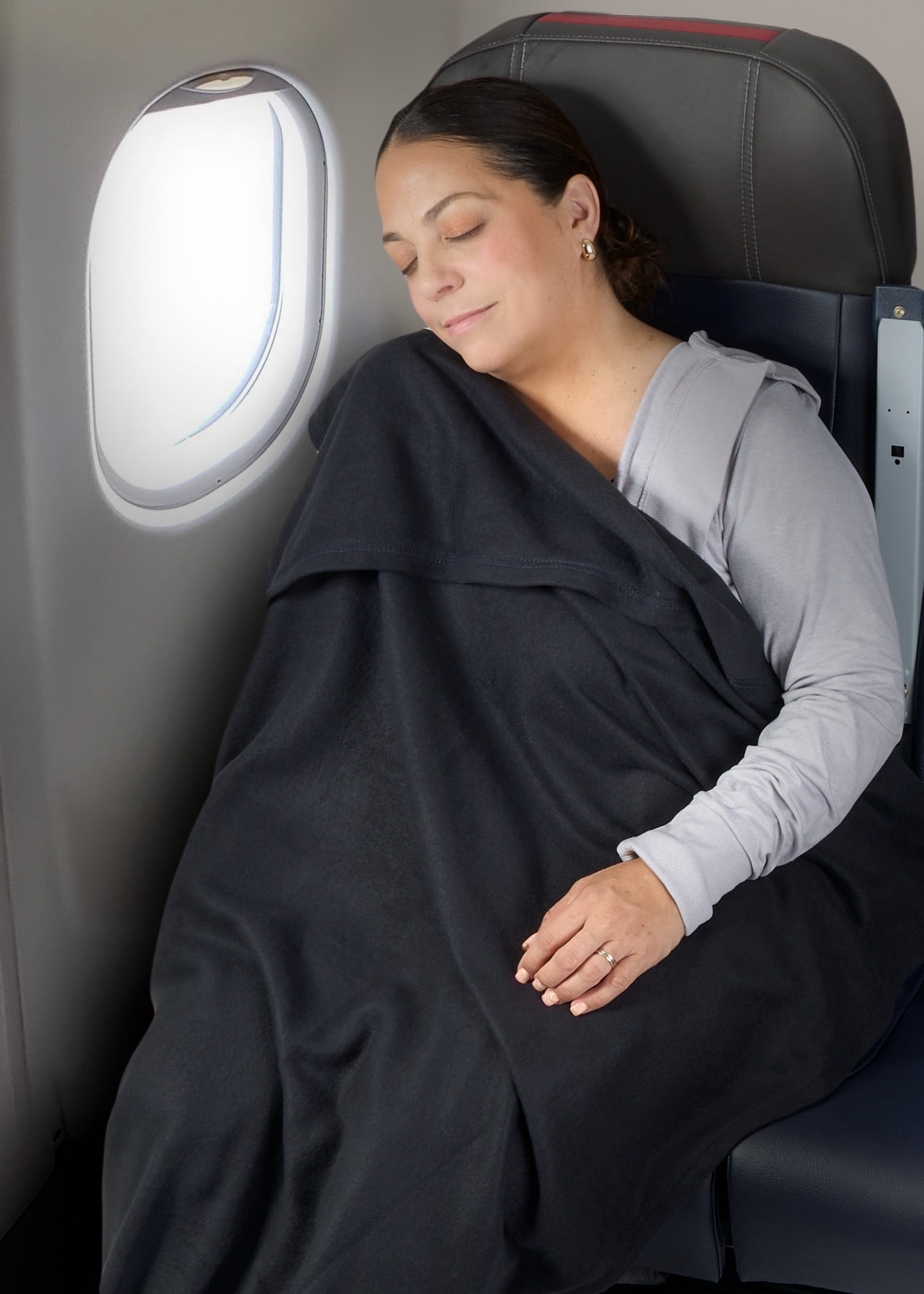 Brookstone Travel Blanket - 2 in 1 Ultra Soft Compact Portable Fleece Throw Blanket with Carrying Case