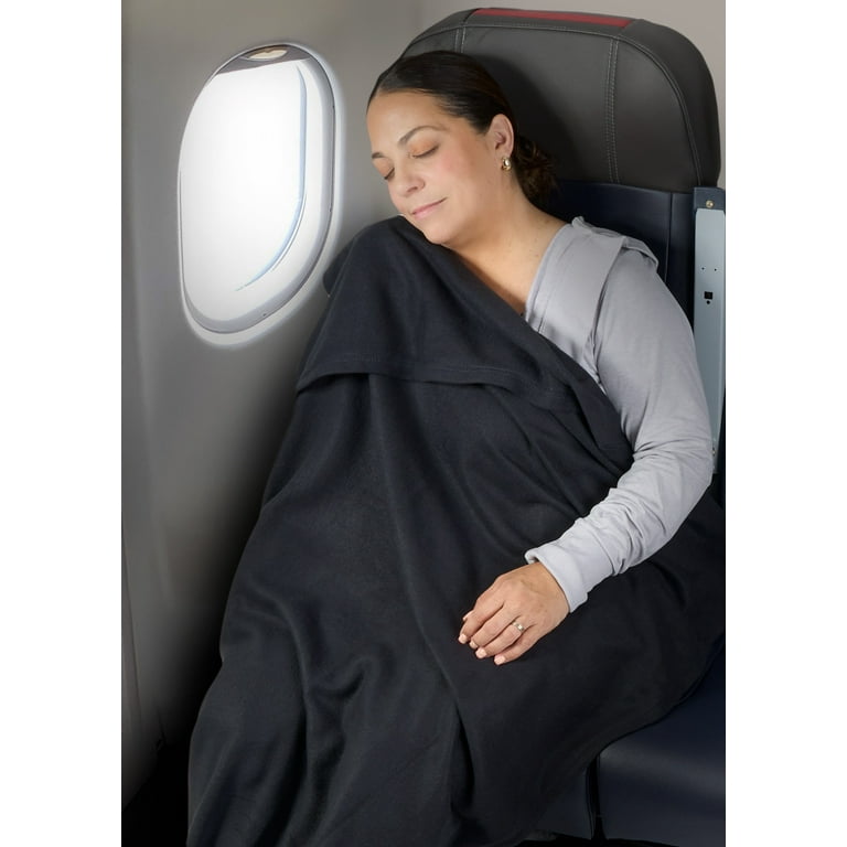 Brookstone Travel Blanket 2-in-1 Ultra Soft Compact Fleece Throw